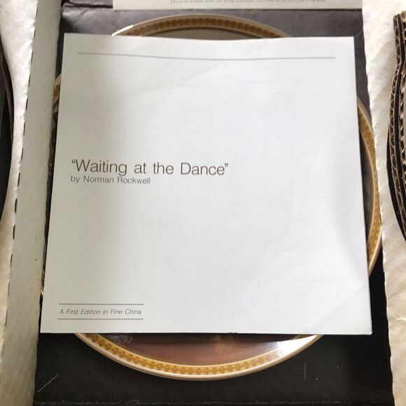 Collector Plate, "Waiting at the Dance" Norman Rockwell  Edwin M. Knowles #582 - Picture 5 of 6